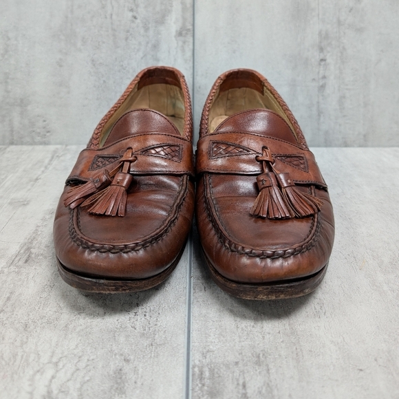 Allen Edmunds Maxfield Brown Moc Toe Tassel Mens Loafer Shoe Size 9.5 D - Picture 3 of 13